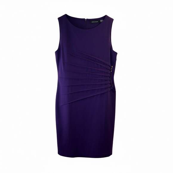 Ivanka Trump Dresses & Skirts - Ivanka Trump Purple Sleeveless Sheath Dress Pleated Side Gold Zipper Detail